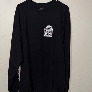 Vans Black Long-Sleeve Skull Chest Logo Tee